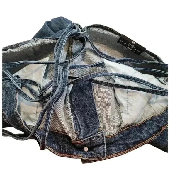 Fashion Nova Tie Em Up High Rise Boyfriend Denim Jeans Lace Up Back Plus Size 15 - Picture 9 of 16